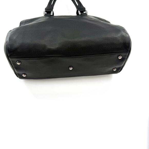 Longchamp Gatsby Black Leather Satchel Chic Handbag Embossed Jockey Horse Logo - Picture 5 of 15